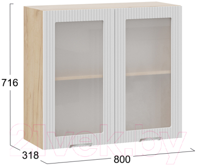Шкаф навесной для кухни ТриЯ Кимберли 1В8С (дуб крафт золотой/сноу)