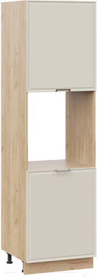 Шкаф-пенал кухонный ТриЯ Белладжио 1П6 (дуб крафт золотой/софт панакота) - фото