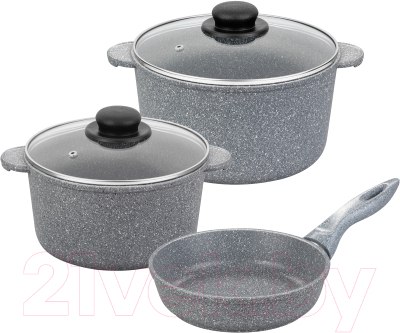 Набор кухонной посуды Elan Gallery Гармония вкуса 120574+3 (серый мрамор) - фото