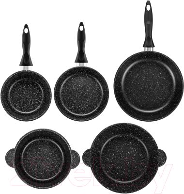 Набор кухонной посуды Elan Gallery Гармония вкуса 120273+5 (черный мрамор)