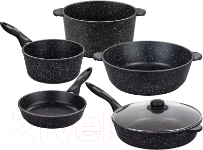Набор кухонной посуды Elan Gallery Гармония вкуса 120111+5 (черный мрамор)