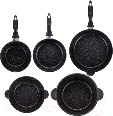 Набор кухонной посуды Elan Gallery Гармония вкуса 120111+5 (черный мрамор)