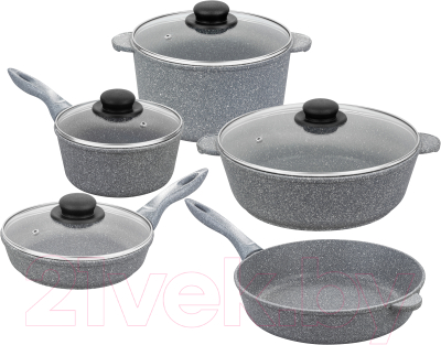 Набор кухонной посуды Elan Gallery Гармония вкуса 120547+5 (серый агат) - фото