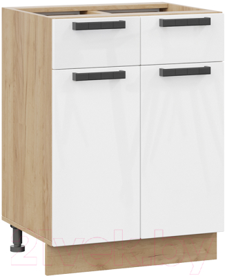 Шкаф-стол кухонный ТриЯ Детройт 1Н6Я1 исп.2 (дуб крафт золотой/белый глянец) - фото