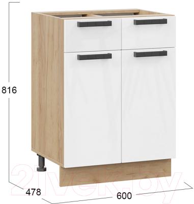 Шкаф-стол кухонный ТриЯ Детройт 1Н6Я1 исп.2 (дуб крафт золотой/белый глянец)