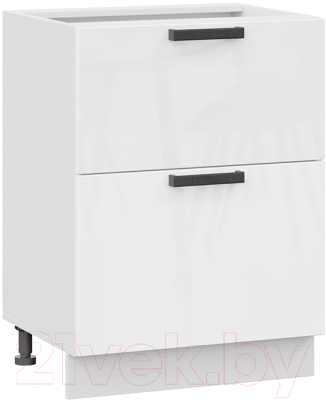 Шкаф-стол кухонный ТриЯ Детройт 1Н6Я2 исп.2 (белый/белый глянец) - фото