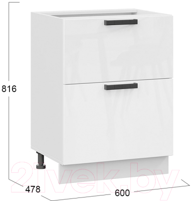 Шкаф-стол кухонный ТриЯ Детройт 1Н6Я2 исп.2 (белый/белый глянец)