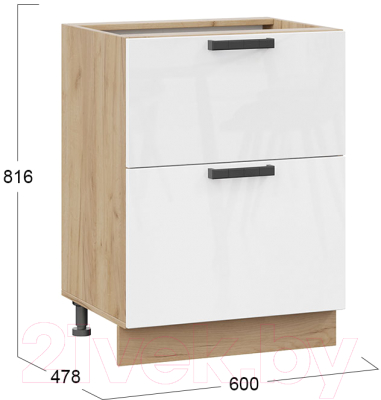 Шкаф-стол кухонный ТриЯ Детройт 1Н6Я2 исп.2 (дуб крафт золотой/белый глянец)