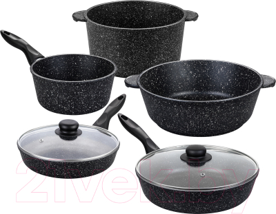 Набор кухонной посуды Elan Gallery 120109+5 (черный мрамор)
