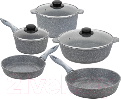 Набор кухонной посуды Elan Gallery 120545+5 (серый мрамор) - фото