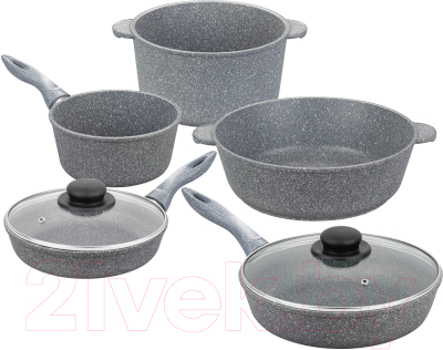 Набор кухонной посуды Elan Gallery 120545+5 (серый мрамор)