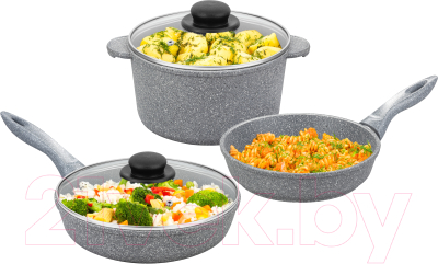 Набор кухонной посуды Elan Gallery 120558+3 (серый мрамор)