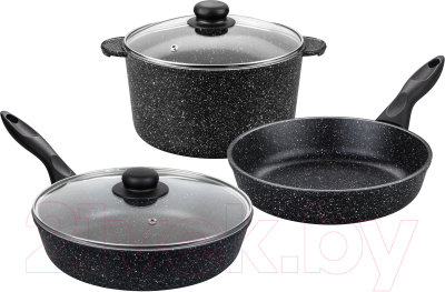 Набор кухонной посуды Elan Gallery 120205+3 (черный мрамор) - фото