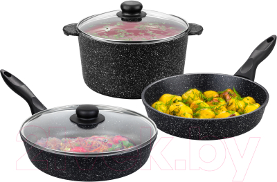 Набор кухонной посуды Elan Gallery 120205+3 (черный мрамор)