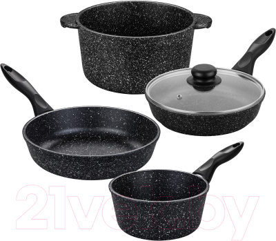 Набор кухонной посуды Elan Gallery 120135+4 (черный мрамор)