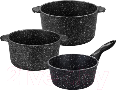 Набор кастрюль Elan Gallery Гармония вкуса 120143+3 (черный мрамор)