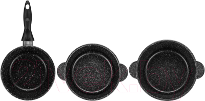 Набор кастрюль Elan Gallery Гармония вкуса 120143+3 (черный мрамор)