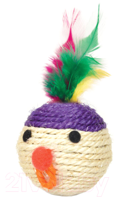 Игрушка для кошек Triol Мяч-мордашка с перьями / 22171003 - фото