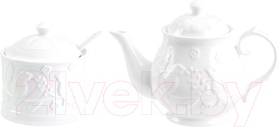 Заварочный чайник Elan Gallery Птички на ветке с сахарницей / 540201+2 - фото