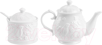 Заварочный чайник Elan Gallery Птички на ветке с сахарницей / 540201+2