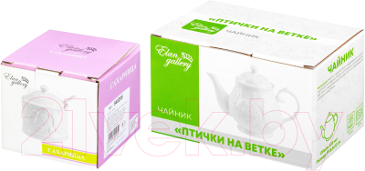 Заварочный чайник Elan Gallery Птички на ветке с сахарницей / 540201+2