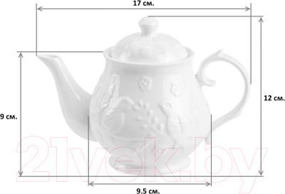 Заварочный чайник Elan Gallery Птички на ветке с сахарницей / 540201+2