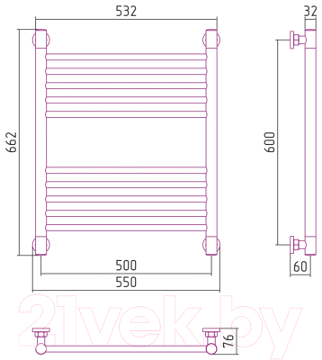 Полотенцесушитель водяной Сунержа Богема+ прямая 60x50 / 032-0220-6050