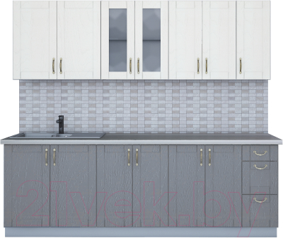 Кухонный гарнитур Интерлиния Мила Крафт 2.3А (дуб серый/дуб полярный/травертин серый) - фото