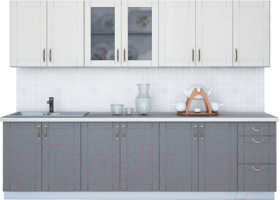 Кухонный гарнитур Интерлиния Мила Крафт 2.8А (дуб серый/дуб полярный/травертин серый) - фото