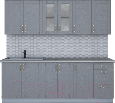 Кухонный гарнитур Интерлиния Мила Крафт 2.2А (дуб серый/травертин серый) - фото