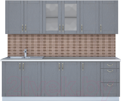 Кухонный гарнитур Интерлиния Мила Крафт 2.4А (дуб серый/травертин серый) - фото