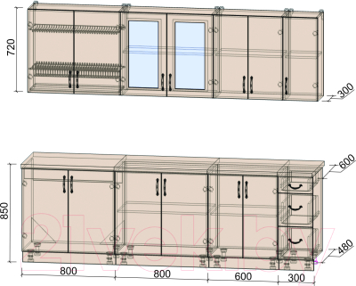 Готовая кухня Интерлиния Мила Крафт 2.5А