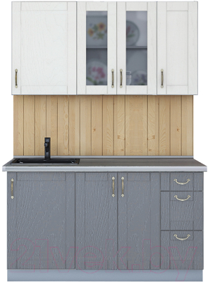 Кухонный гарнитур Интерлиния Мила Крафт 1.4Б (дуб серый/дуб полярный/травертин серый) - фото