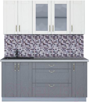 Кухонный гарнитур Интерлиния Мила Крафт 1.7Б (дуб серый/дуб полярный/травертин серый) - фото