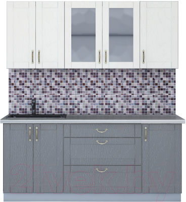 Кухонный гарнитур Интерлиния Мила Крафт 1.8Б (дуб серый/дуб полярный/травертин серый) - фото