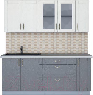 Кухонный гарнитур Интерлиния Мила Крафт 1.9Б (дуб серый/дуб полярный/травертин серый) - фото