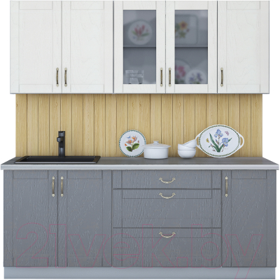 Кухонный гарнитур Интерлиния Мила Крафт 2.0Б (дуб серый/дуб полярный/травертин серый) - фото