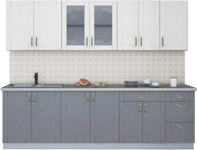 Кухонный гарнитур Интерлиния Мила Крафт 2.6Б (дуб серый/дуб полярный/травертин серый) - фото