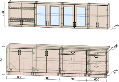 Готовая кухня Интерлиния Мила Крафт 3.0Б