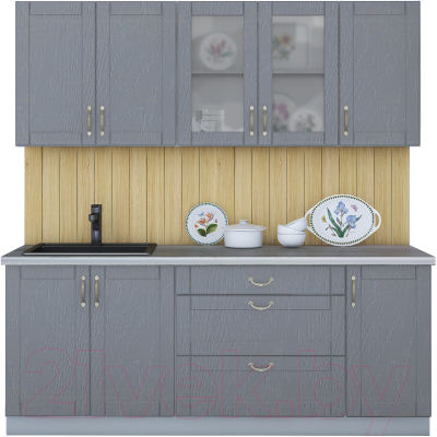 Кухонный гарнитур Интерлиния Мила Крафт 2.0Б (дуб серый/травертин серый) - фото