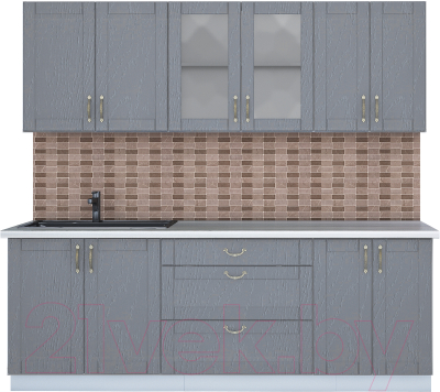 Кухонный гарнитур Интерлиния Мила Крафт 2.2Б (дуб серый/травертин серый) - фото