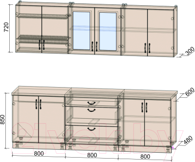 Готовая кухня Интерлиния Мила Крафт 2.4Б