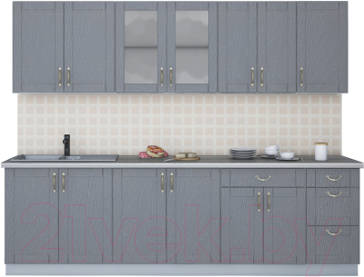 Кухонный гарнитур Интерлиния Мила Крафт 2.6Б (дуб серый/травертин серый) - фото