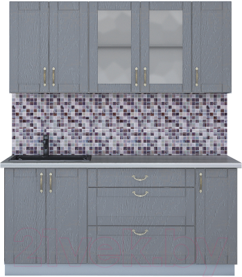 Кухонный гарнитур Интерлиния Мила Крафт 1.7Б (дуб серый/дуб серый/травертин серый) - фото
