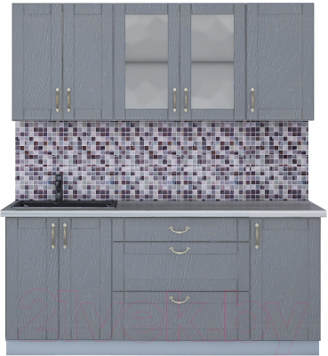 Кухонный гарнитур Интерлиния Мила Крафт 1.8Б (дуб серый/дуб серый/травертин серый) - фото