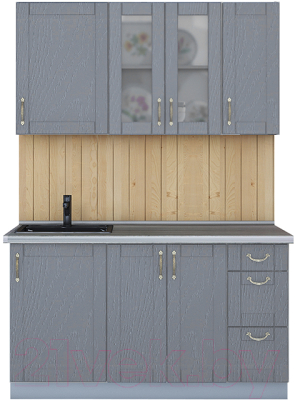 Кухонный гарнитур Интерлиния Мила Крафт 1.4Б (дуб серый/дуб серый/травертин серый) - фото