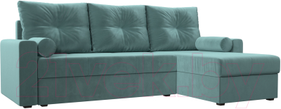 Диван угловой Лига Диванов Верона лайт правый (велюр бирюзовый) - фото