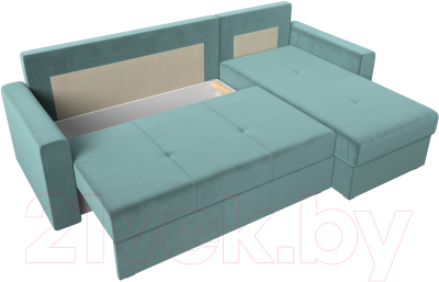 Диван угловой Лига Диванов Верона лайт правый (велюр бирюзовый)