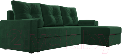 Диван угловой Лига Диванов Верона лайт правый (велюр зеленый)