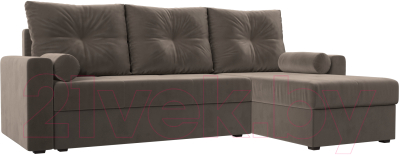Диван угловой Лига Диванов Верона лайт правый (велюр коричневый) - фото